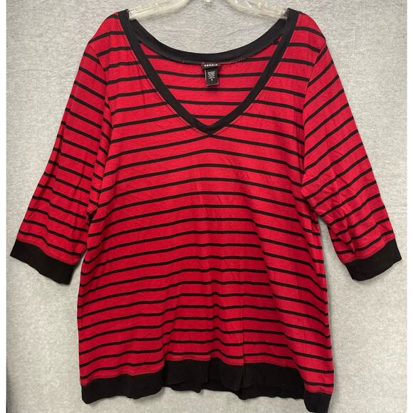 Torrid Red Black Striped Half Sleeve Top Size 3X - Picture 2 of 5